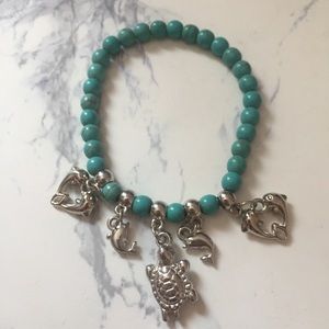 Turquoise beaded charm bracelet